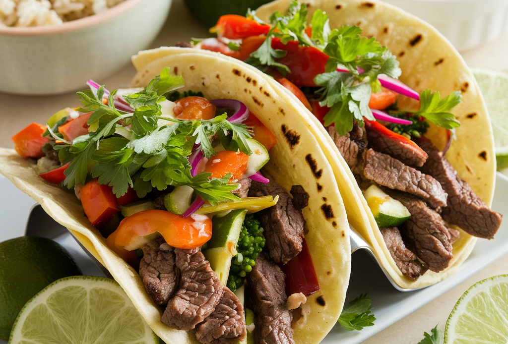 Leckere Saftige Veggie & Beef Tacos mit würzigem Rinderhackfleisch, frischem Gemüse und cremiger Guacamole. Perfekt für eine Taco-Nacht zu Hause! 🌮🥗 #TacoNachtRevolution #TacoRezepte