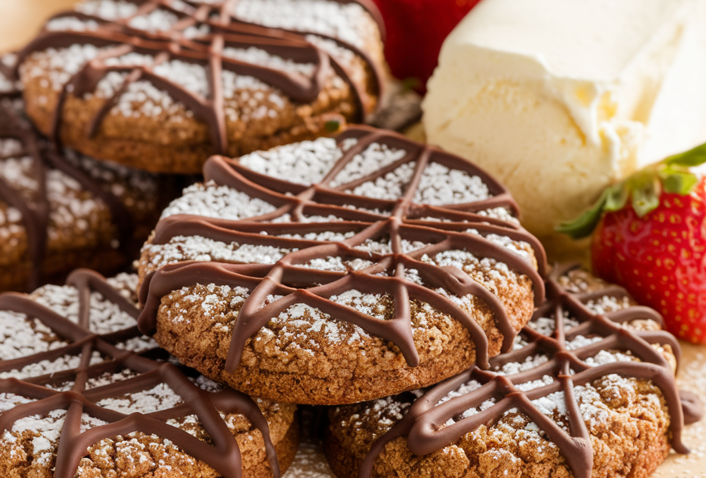 Mocha Espresso Cookies auf einem Holzbrett angerichtet, mit einer Tasse Kaffee daneben. Perfekt für Kaffeeliebhaber und Naschkatzen – der ideale Koffeinkick in Keksform.