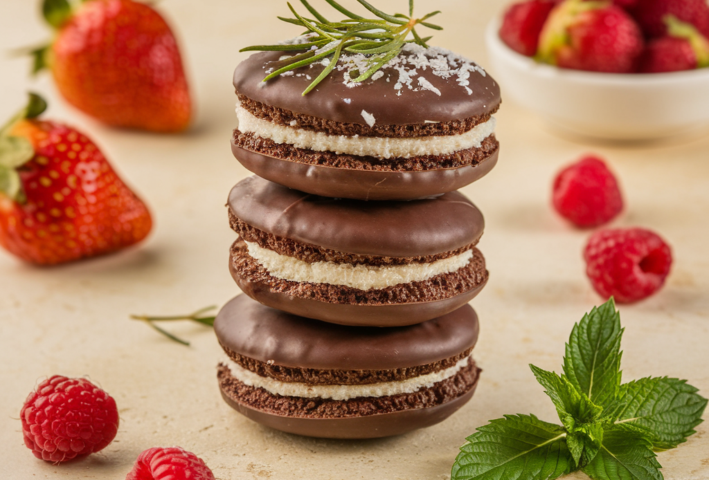 Chocolate-Dipped Coconut Macaroons – knusprige Kokosmakronen mit einer Schicht reichhaltiger Schokolade, perfekt für Naschkatzen und besondere Anlässe