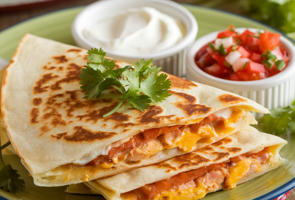 Leckere Breakfast Quesadilla mit Rührei, geschmolzenem Käse und knuspriger Tortilla – perfekt für ein schnelles und sättigendes Frühstück.