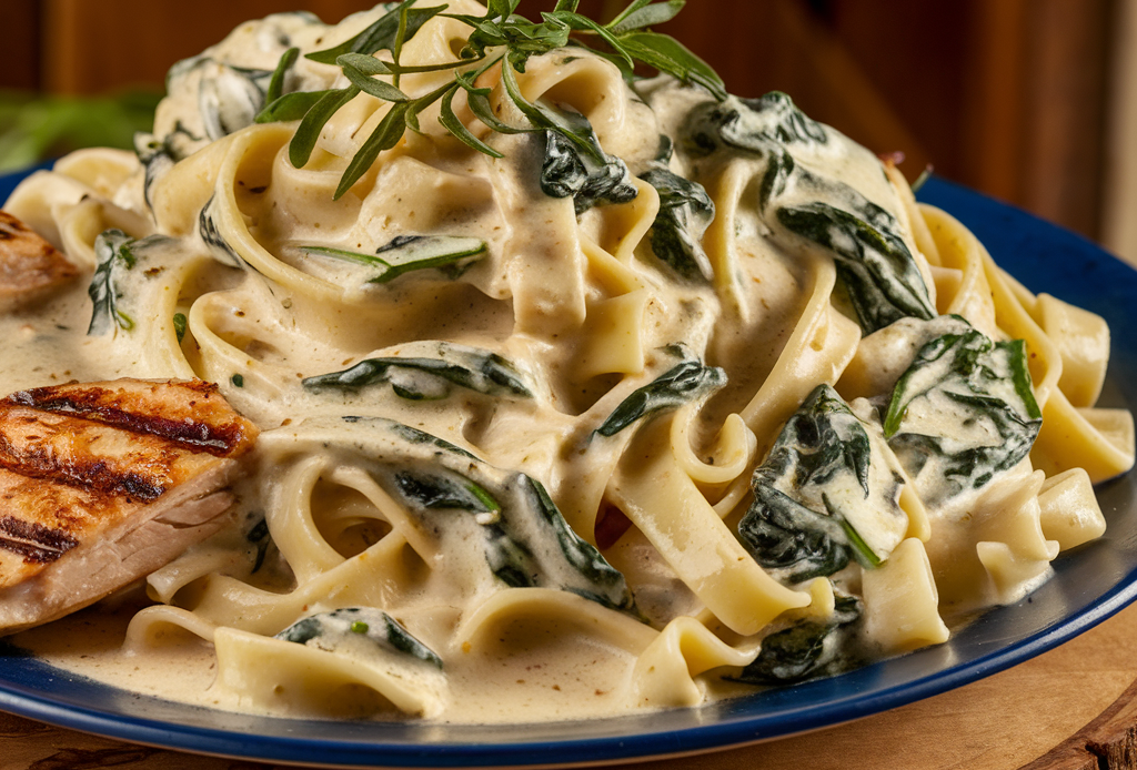 Leckeres Cremiges Spinat-Alfredo mit frischem Spinat, reichhaltiger Alfredo-Sauce und al dente Pasta. Perfekt für schnelle, gesunde Mahlzeiten! #CremigesSpinatAlfredo #PastaRezepte