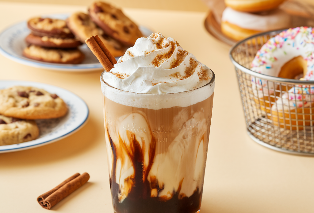 Spiced Chai Cold Brew mit Schlagsahne – ein erfrischender Sommerdrink mit würzigen Chai-Gewürzen, kühlem Cold Brew und einer cremigen Sahnehaube, perfekt für heiße Tage.