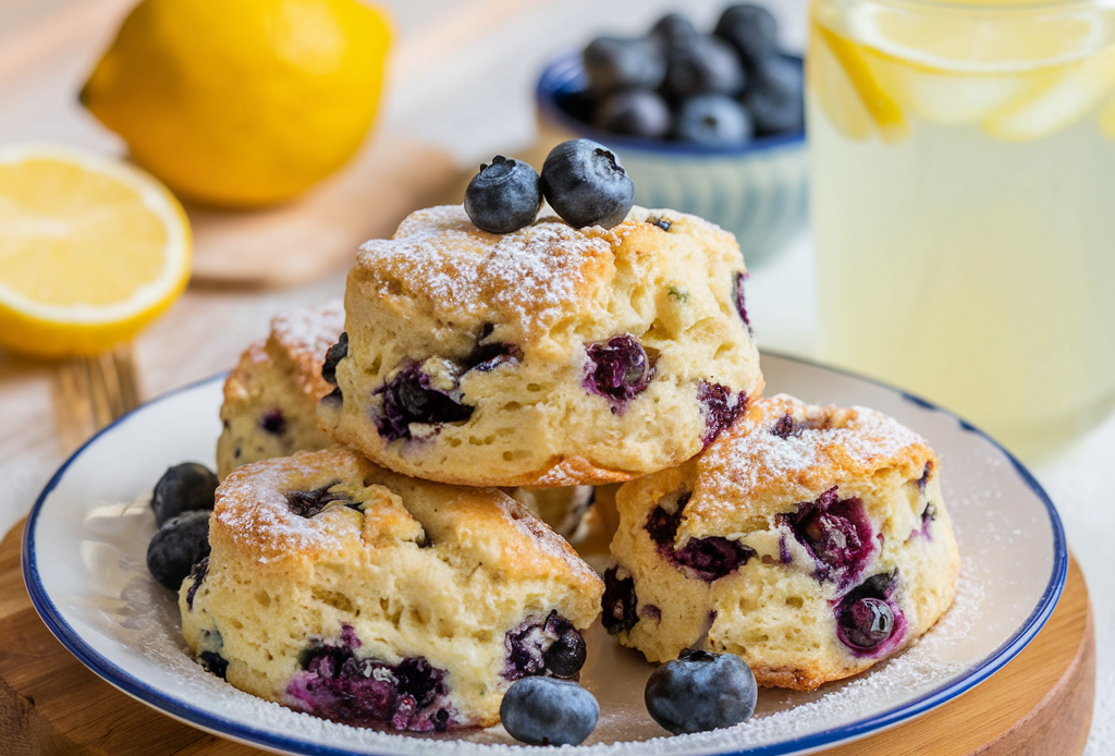 Leckere Blueberry Lemon Scones mit saftigen Blaubeeren und erfrischender Zitronennote – perfekt für ein gemütliches Frühstück oder einen Nachmittagstee